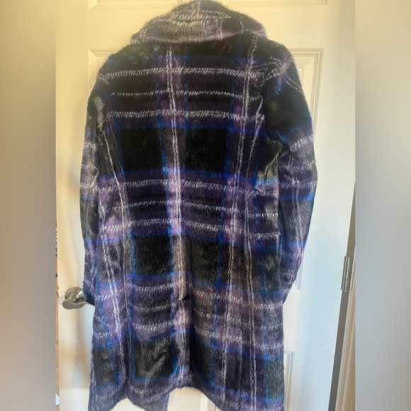 Sam Edelman blanket plaid faux fur coat - Picture 4 of 4